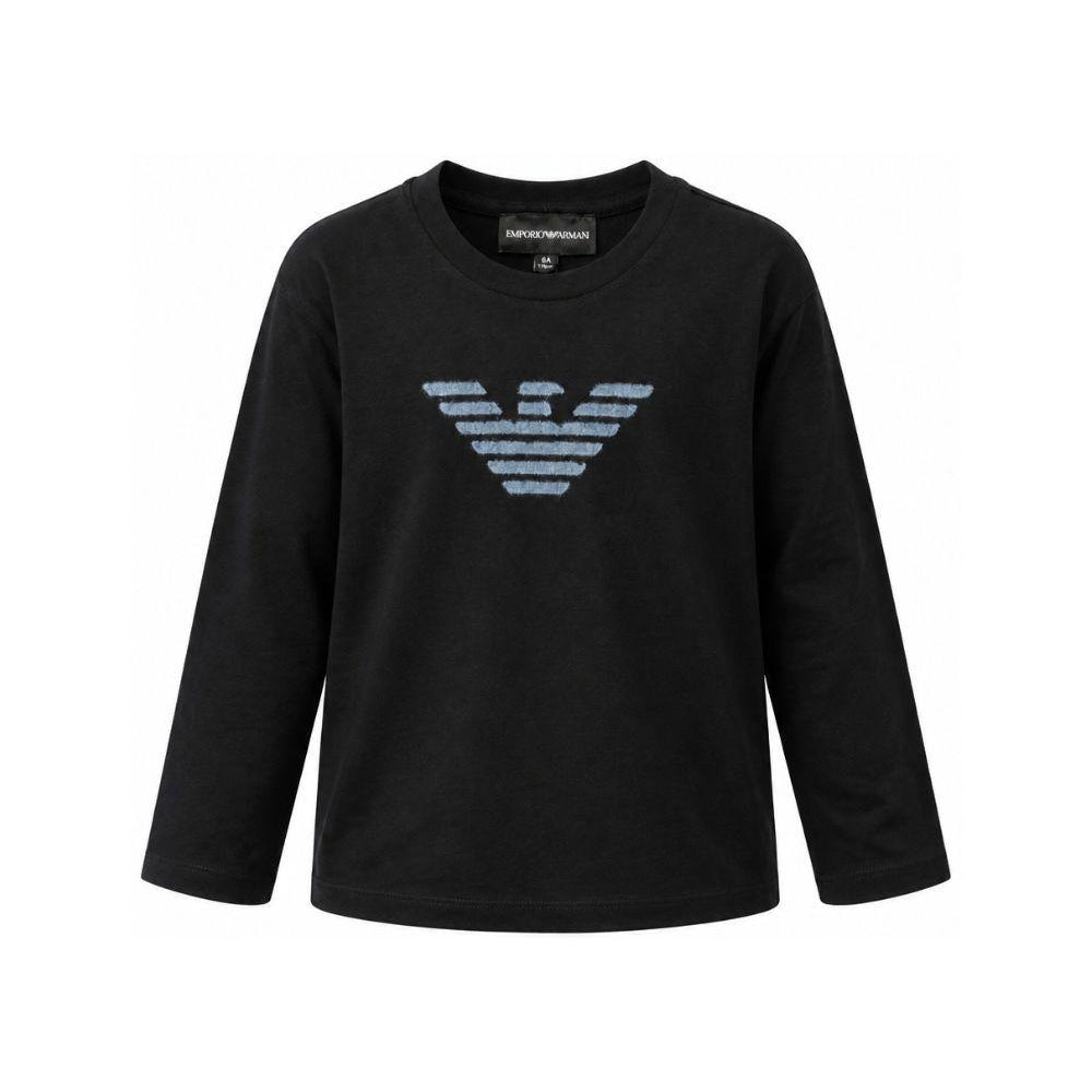 T-shirt per bambino Emporio Armani Kids blu con logo sul davanti EB001666 AF16162 UB118 EMPORIO ARMANI KIDS