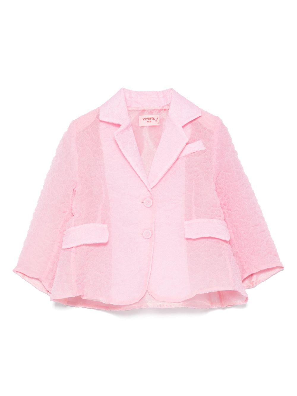 Blazer per bambina Vivetta rosa con chiusura frontale e tasca a filetto sul petto VE2550 ROSA VIVETTA KIDS