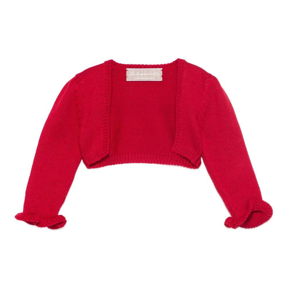 Cardigan per neonata La Stupenderia rosso con volant 1WCSP62 826 LA STUPENDERIA