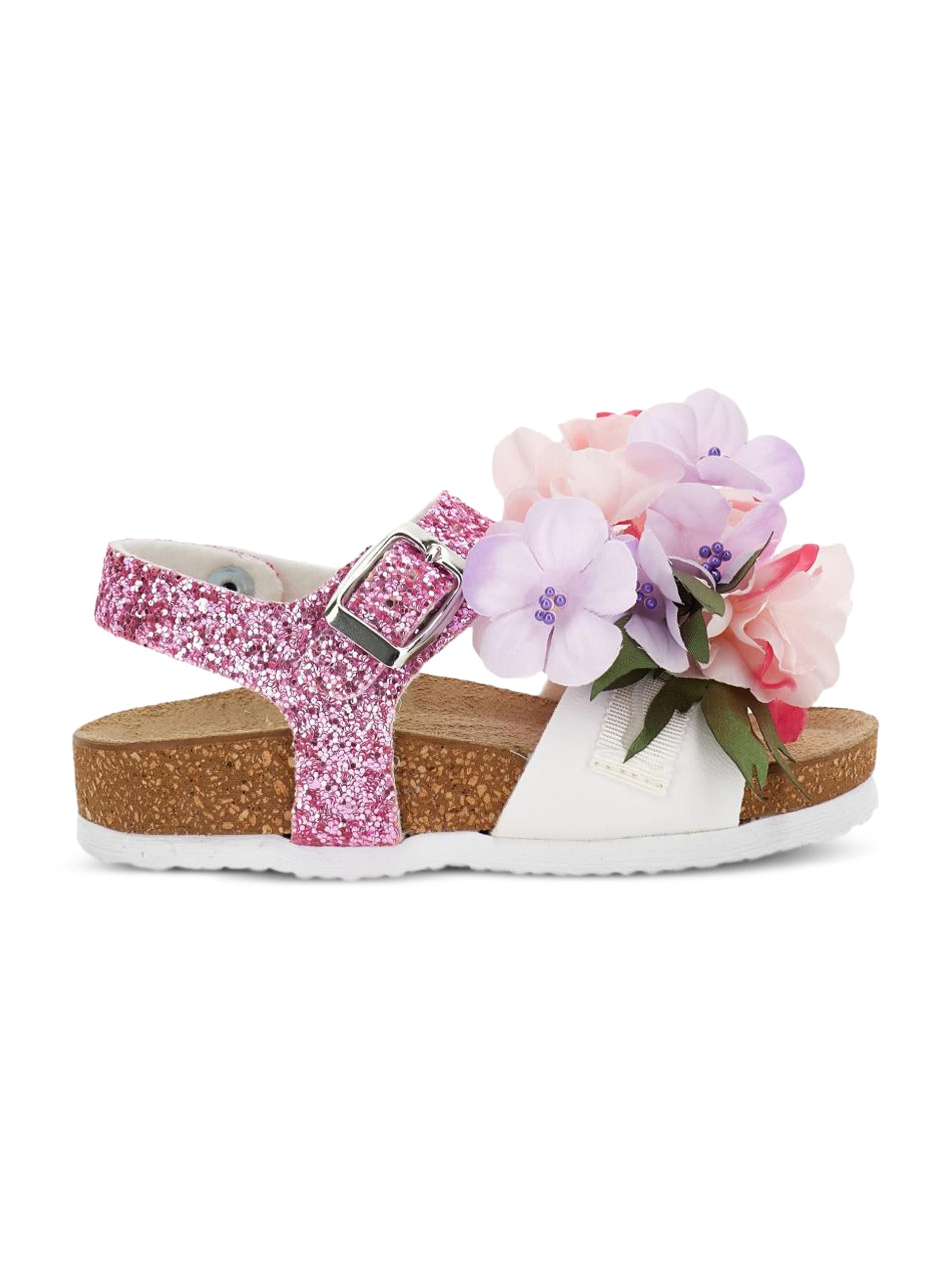 Sandali per bambina Monnalisa bianco e rosa con dettaglio glitter 8CG010 7708 0090 MONNALISA KIDS