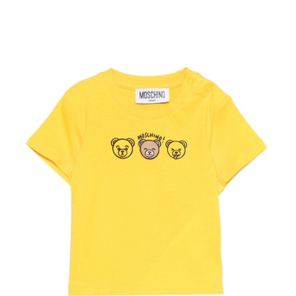 T-shirt per neonati Moschino Kids gialla con stampa tre orsetti MUM04OLAA24 50577 MOSCHINO KIDS