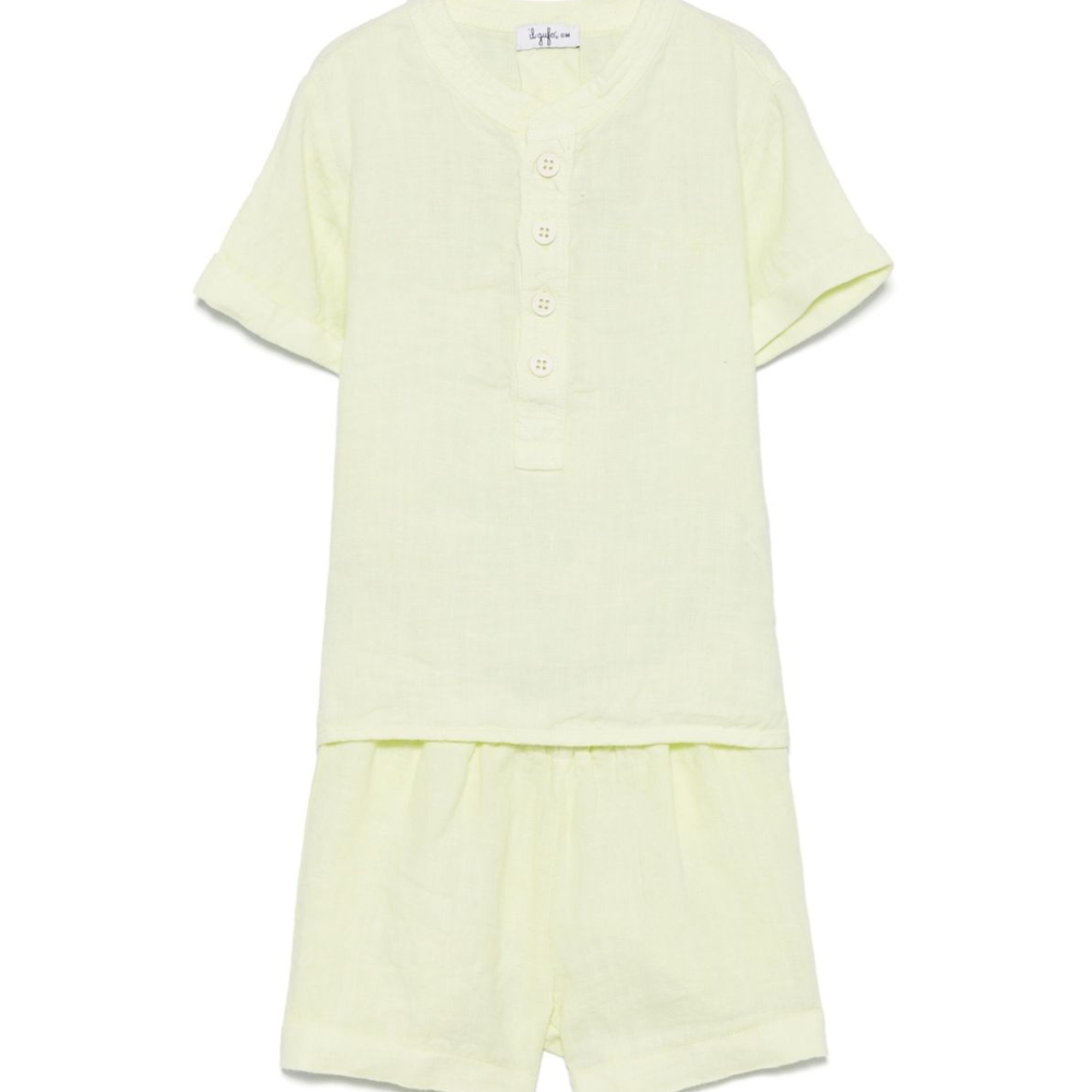 Set con shorts per neonato Il Gufo giallo in lino P25DP517L6009 515 IL GUFO