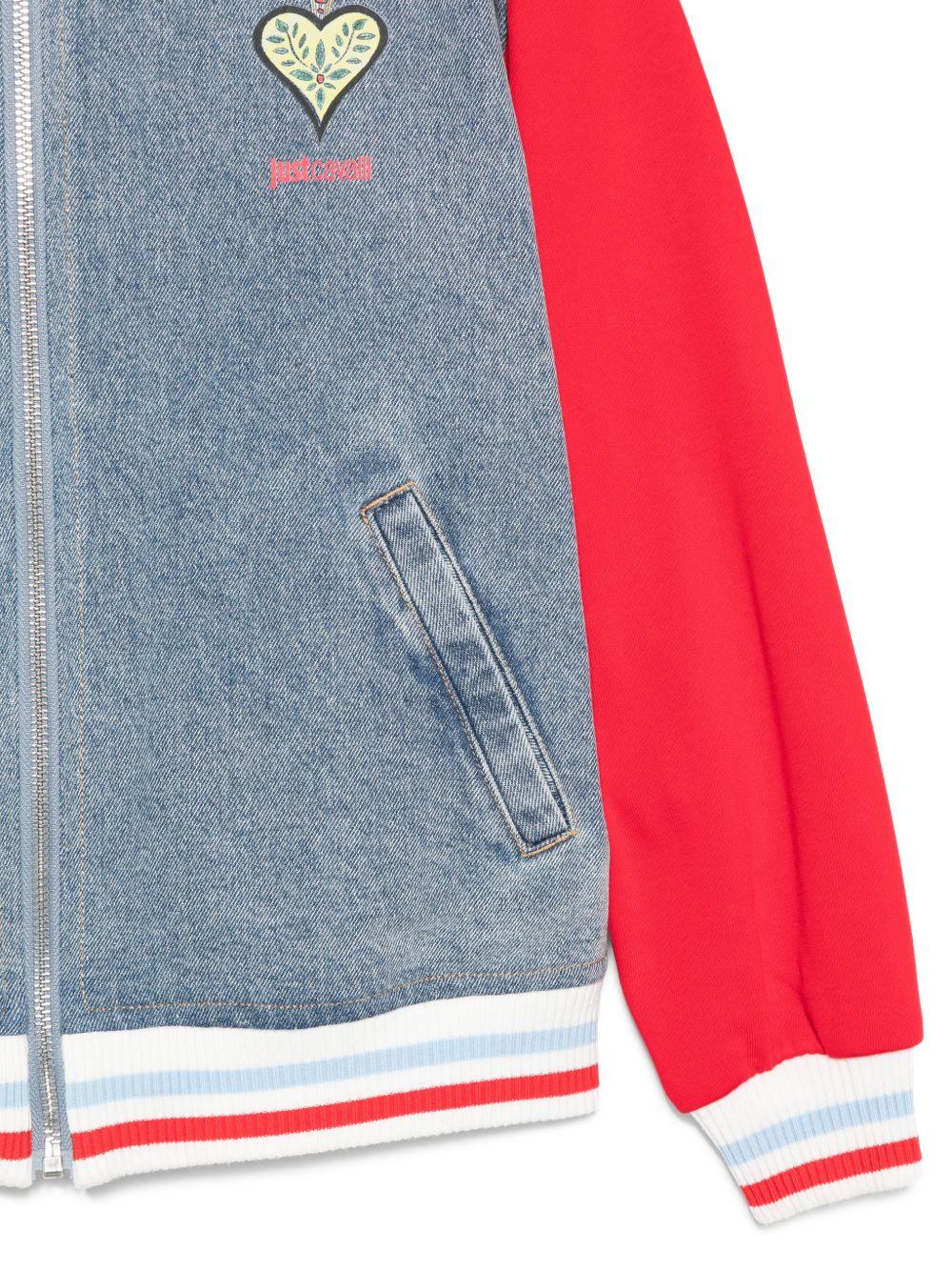 Giubbino per bambina Just Cavalli Kids denim con stampa grafica sul retro JGP26105GB D.BLUE MED ROBERTO CAVALLI KIDS
