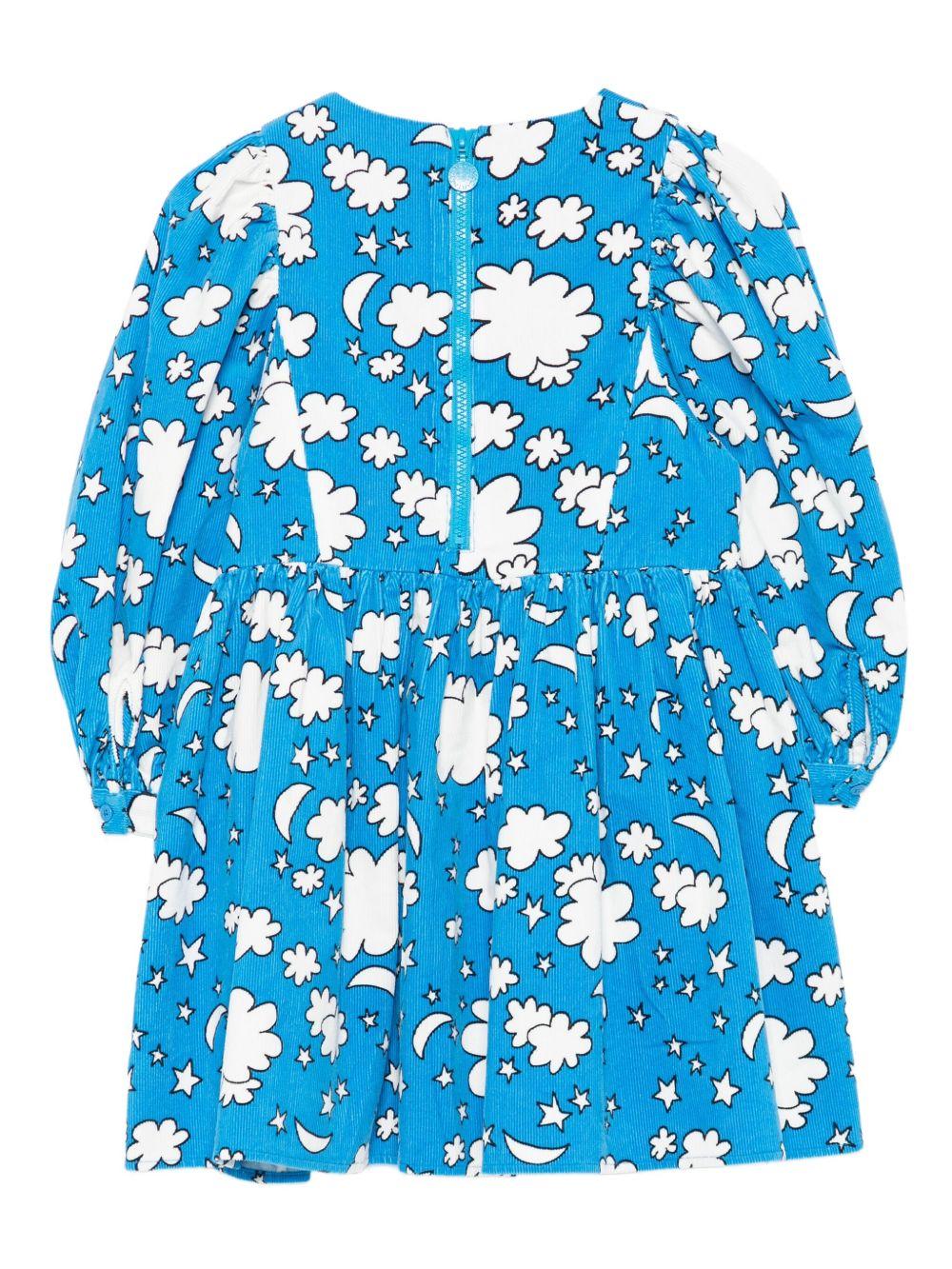 Abito per bambina Stella McCartney Kids azzurro con stampa con nuvole e stelle TX1B90 Z3081 644MC STELLA McCARTNEY KIDS