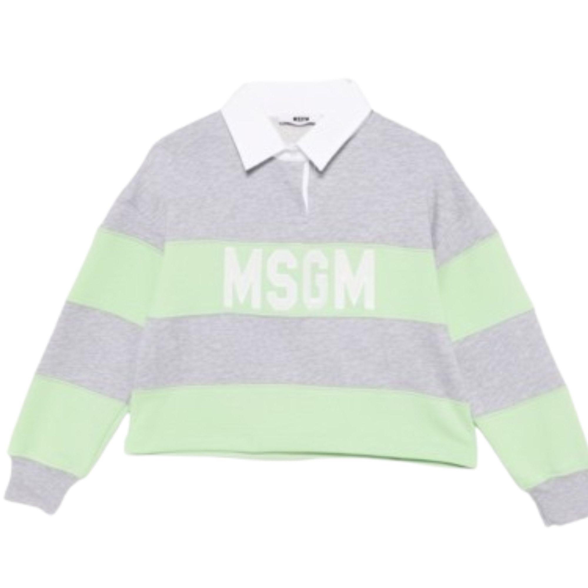 T-shirt per bambina MSGM Kids grigia con motivo a righe S6MSJGSW027 MS077 MSGM KIDS