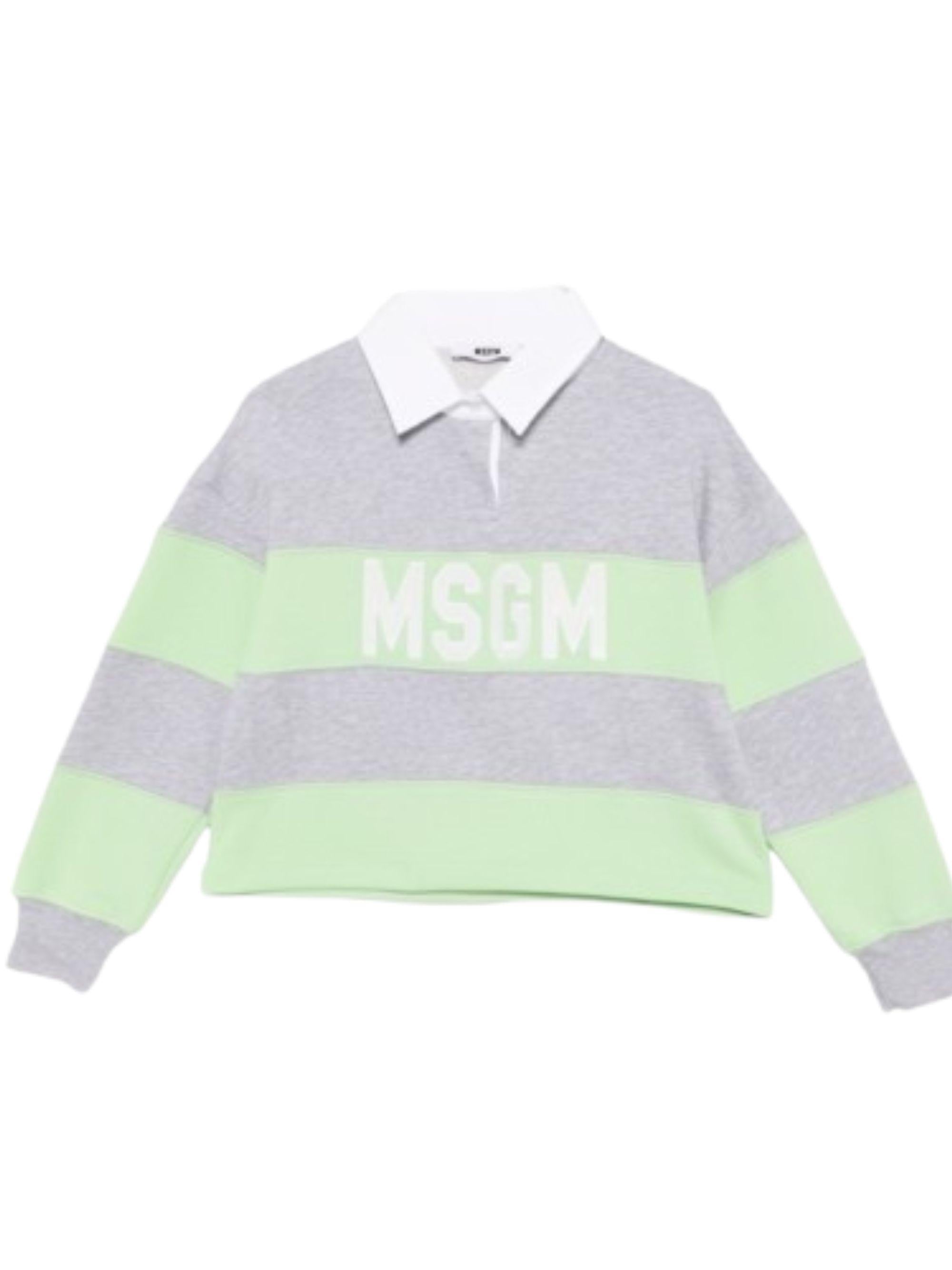 T-shirt per bambina MSGM Kids grigia con motivo a righe S6MSJGSW027 MS077 MSGM KIDS