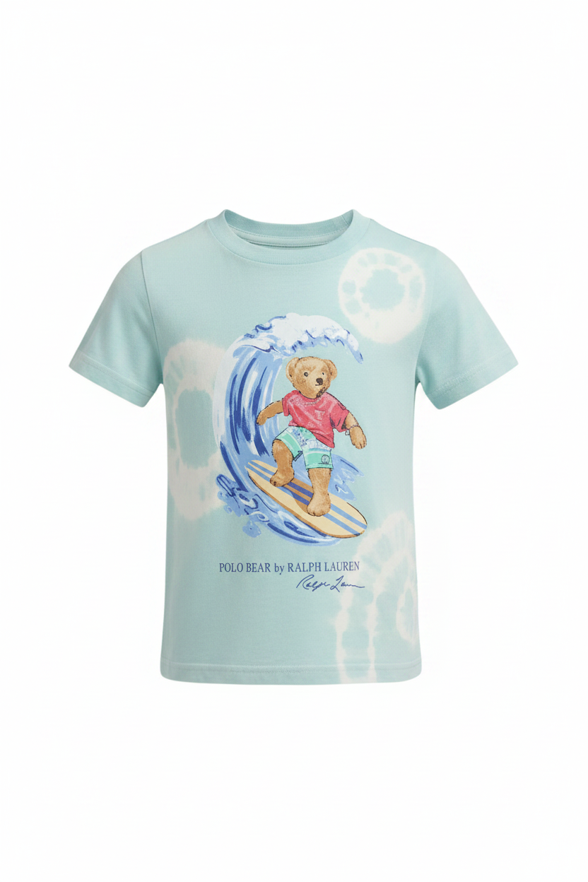T-shirt per bambino Ralph Lauren Kids azzurra con stampa orsetto 322B13595 001 Ralph Lauren kids
