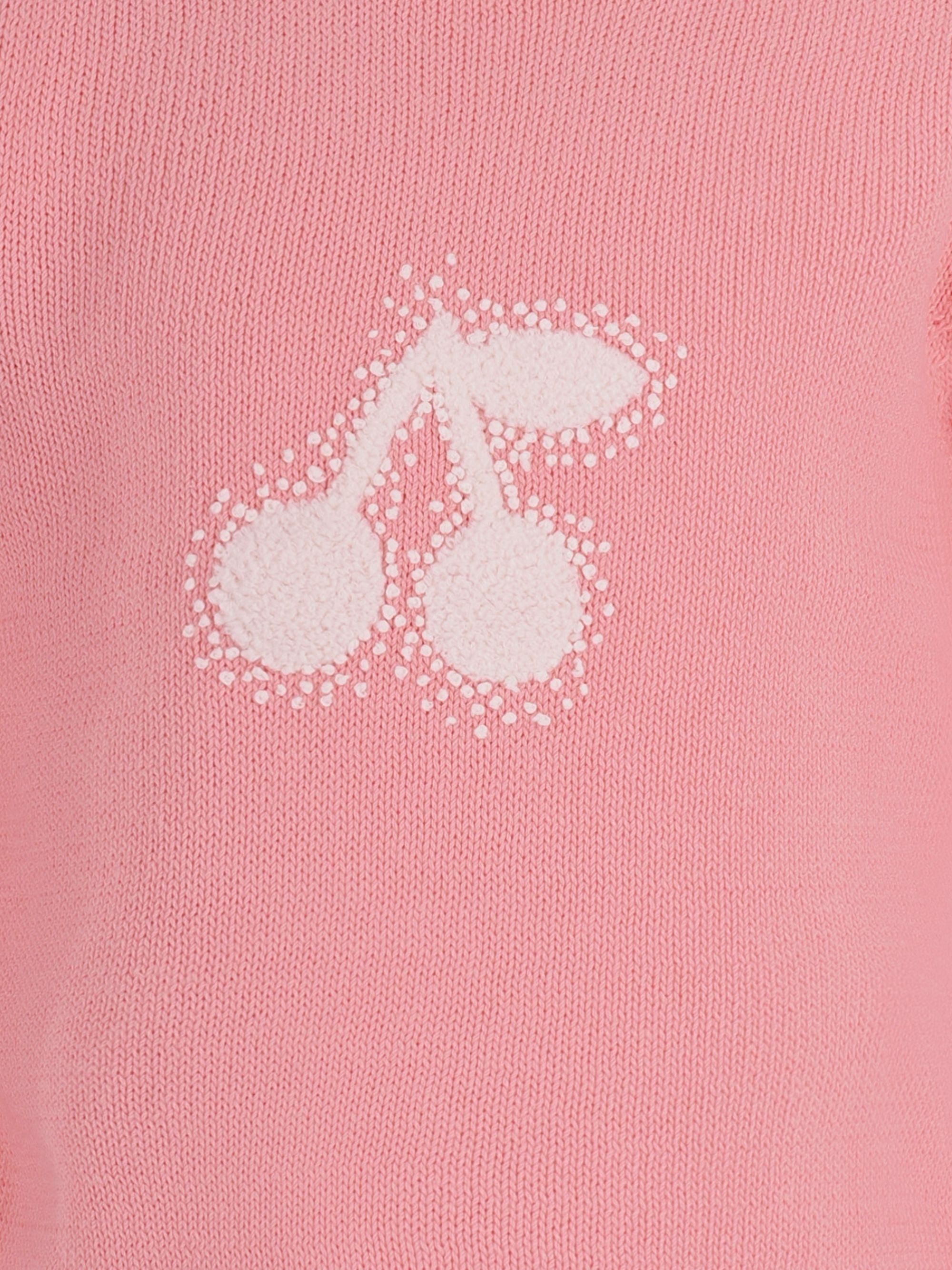 Maglione per bambina Bonpoint rosa con stampa ciliegia sul davanti S06GJUK00001 028D BONPOINT KIDS
