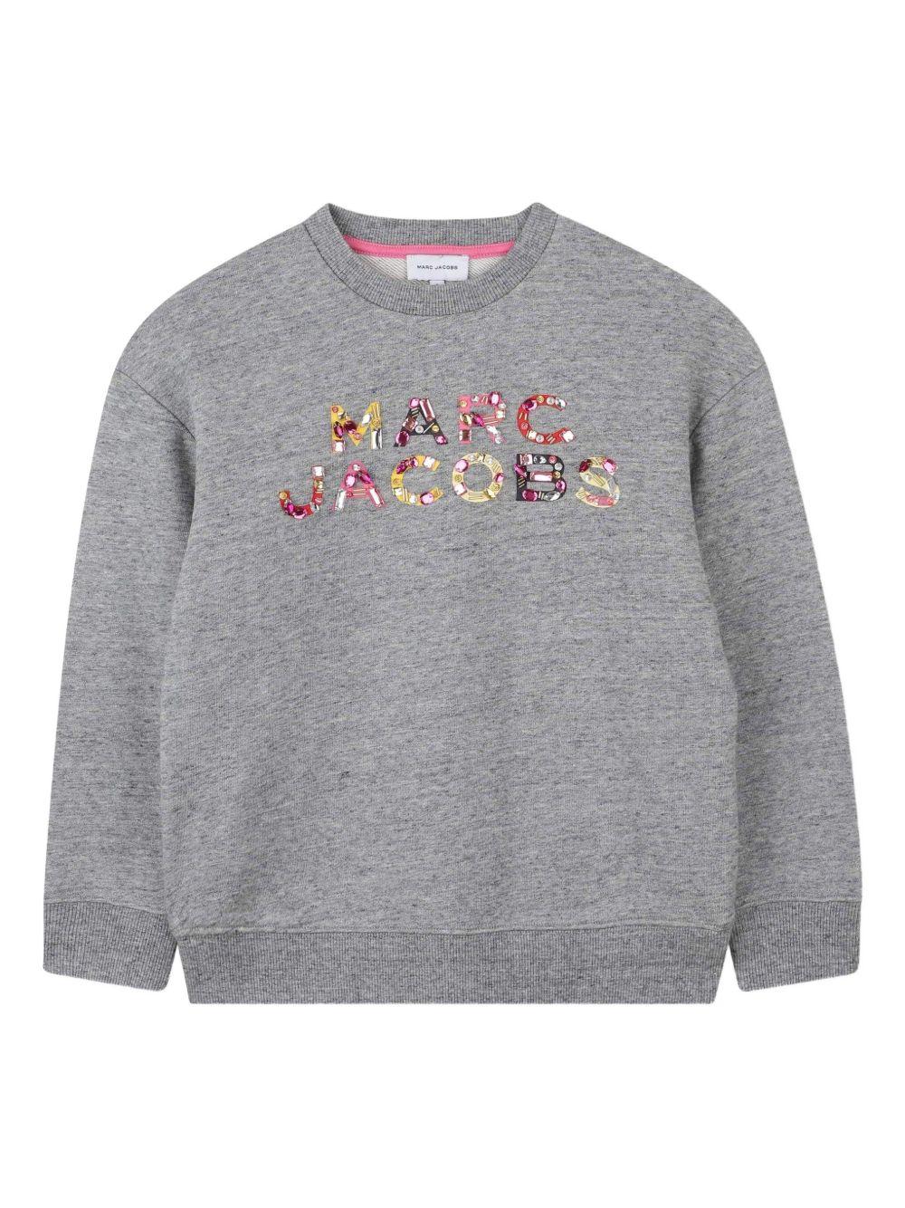 Felpa per bambina Marc Jacobs Kids grigia con logo e paillettes W60570 A35 THE MARC JACOBS KIDS