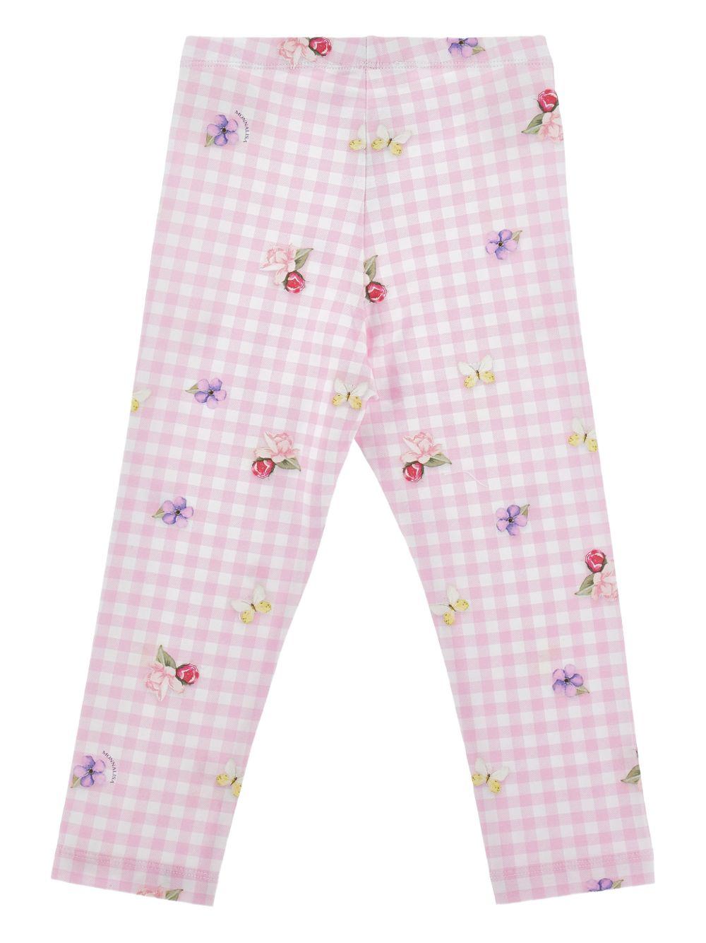 Leggings per bambina Monnalisa rosa con motivo a quadri 19G418NP 7004 0090 MONNALISA KIDS