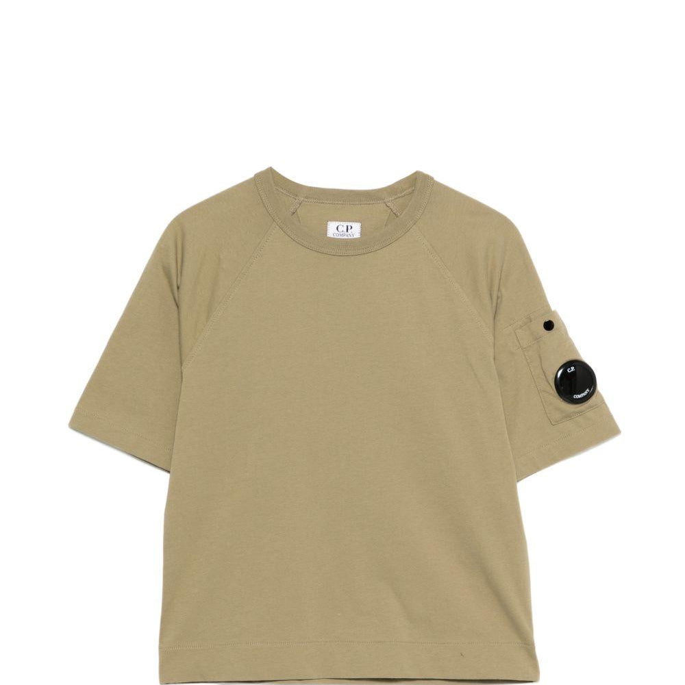 T-shirt per bambino C.P. Company Kids verde con applicazione logo CMM00RLAA17 30915 C.P.COMPANY KIDS