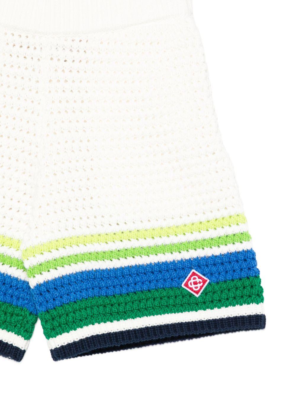 Shorts per bambino Casablanca Kids bianco con dettagli a strisce KSP26KW97202 TENNIS STRIPE CASABLANCA KIDS