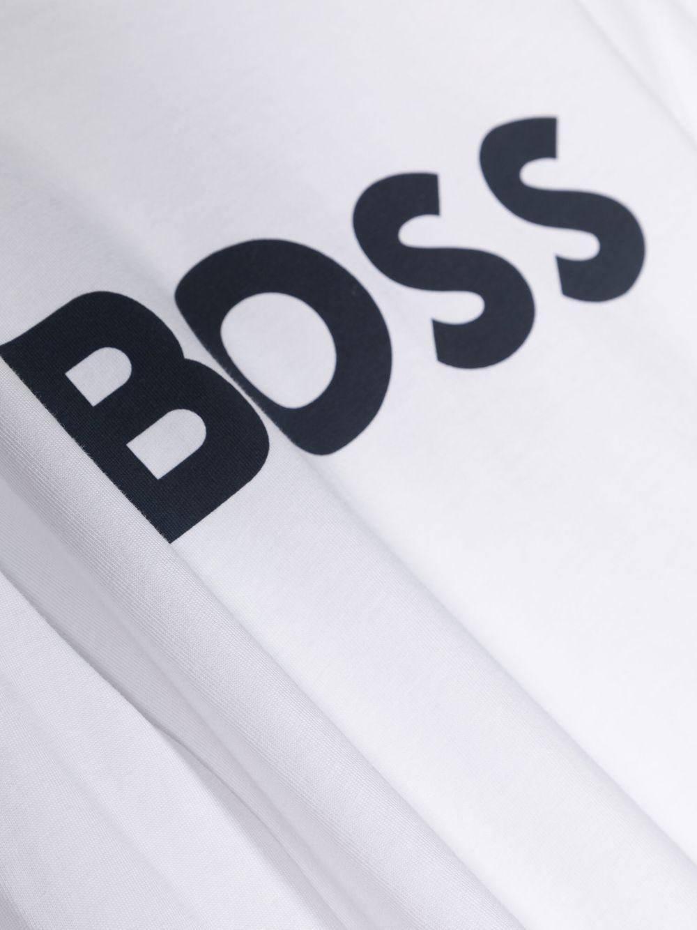 T-shirt per bambino Boss Kids bianca con stampa logo sul davanti J25P25 10P BOSS KIDS