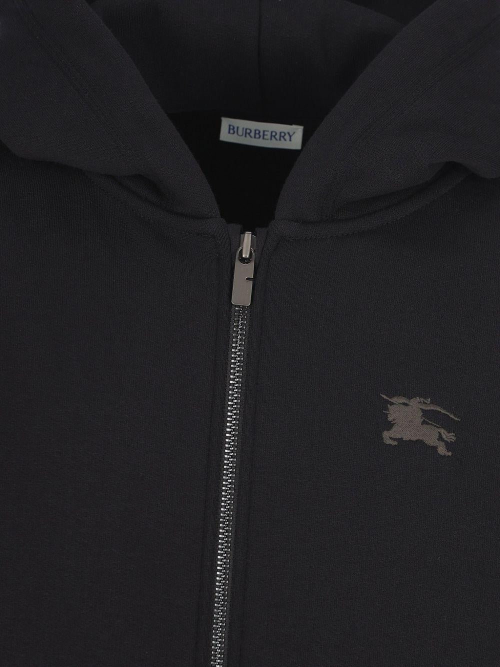 Felpa per bambini Burberry Kids nera con logo ricamato e zip 8108062 A1189 BURBERRY KIDS