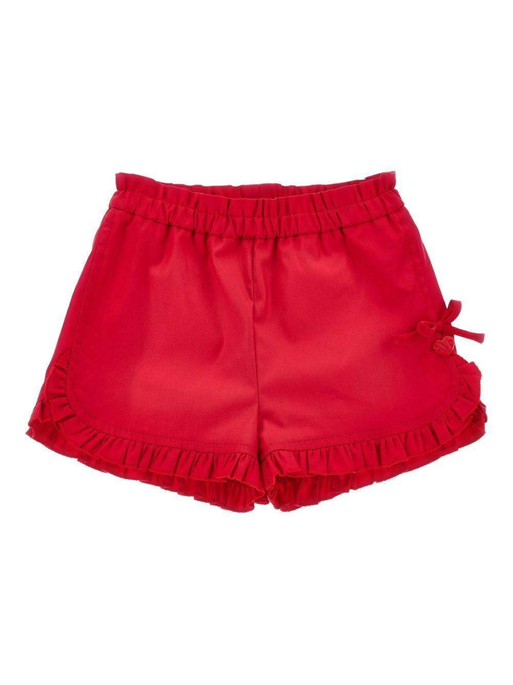 Shorts per neonata Monnalisa rossi con dettaglio fiocco 37G405 7301 0044 MONNALISA KIDS
