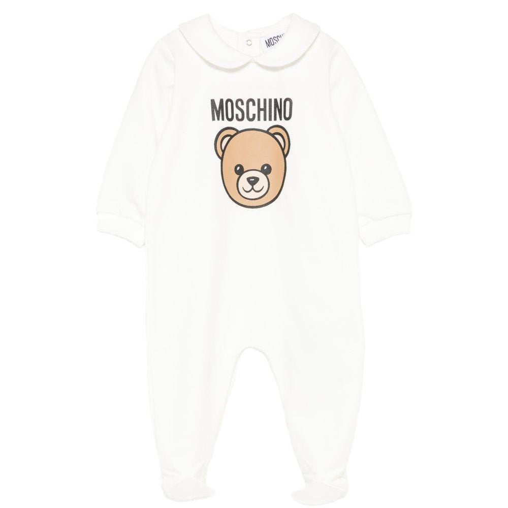 Tutina per neonati Moschino Kids bianca con motivo Teddy Bear MUY09OLCA40 10063 MOSCHINO KIDS