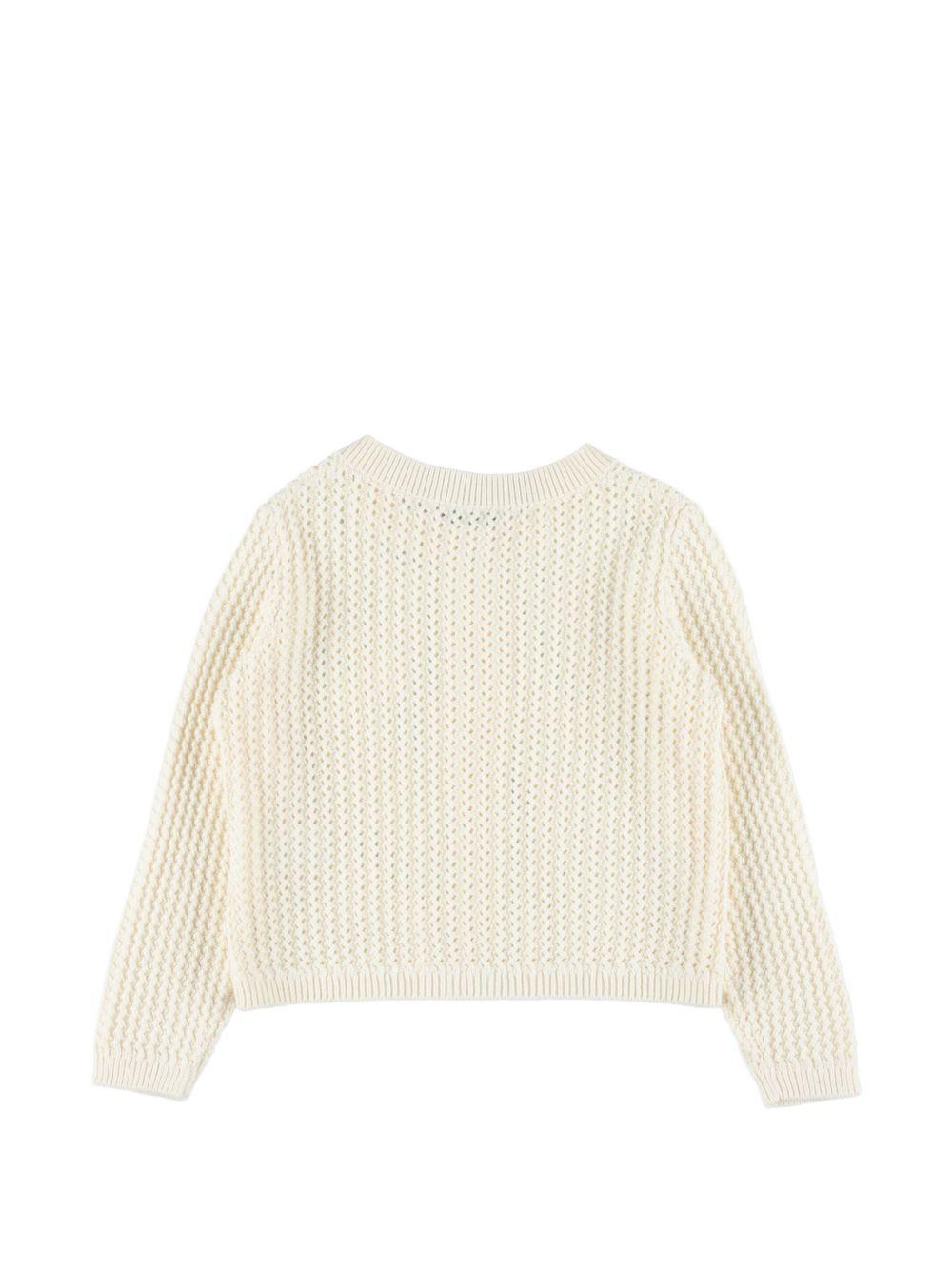 Cardigan per bambina Bonpoint bianco con logo ricamato S06GCAK00001 003 BONPOINT KIDS