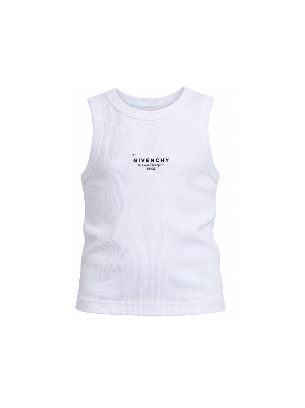 Canotta per bambina Givenchy Kids bianca con logo sul davanti H31114 10P GIVENCHY KIDS