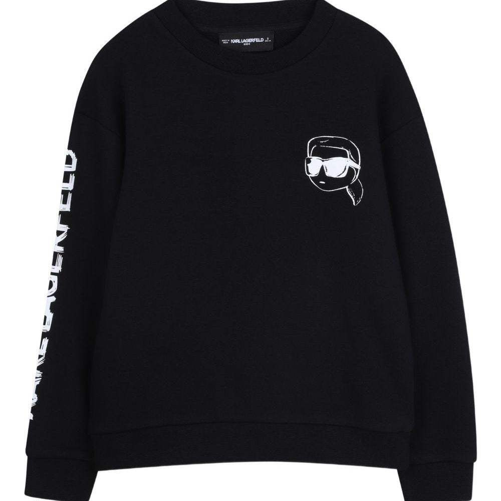 Felpa per bambino Karl Lagerfeld Kids nero con stampa Z31088 09B KARL LAGERFELD KIDS