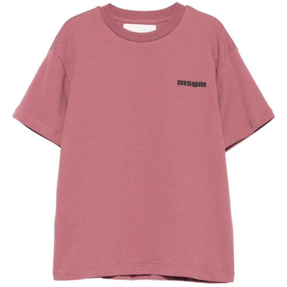 T-shirt per bambini MSGM Kids rosa con stampa logo F5MSJUTH056 MS045 MSGM KIDS
