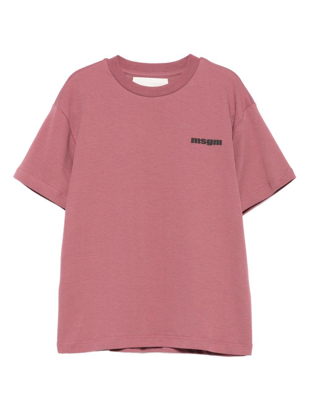 T-shirt per bambini MSGM Kids rosa con stampa logo F5MSJUTH056 MS045 MSGM KIDS
