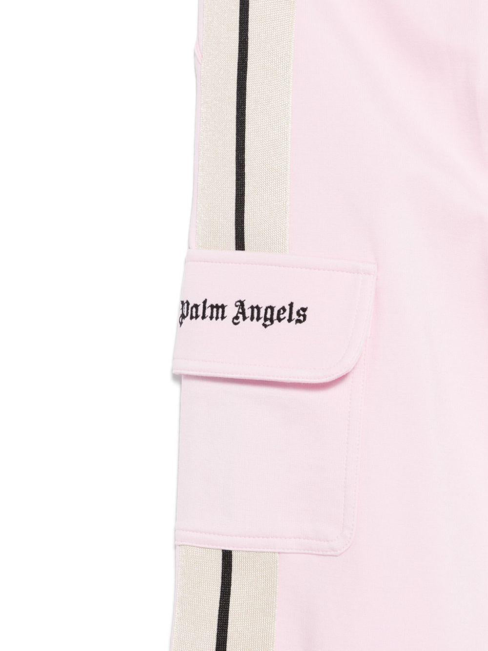 Cargo con tasche laterali per bambina Palm Angels Kids rosa con dettaglio laterale a righe PGCJ011S25FLE001 3B10 PALM ANGELS KIDS