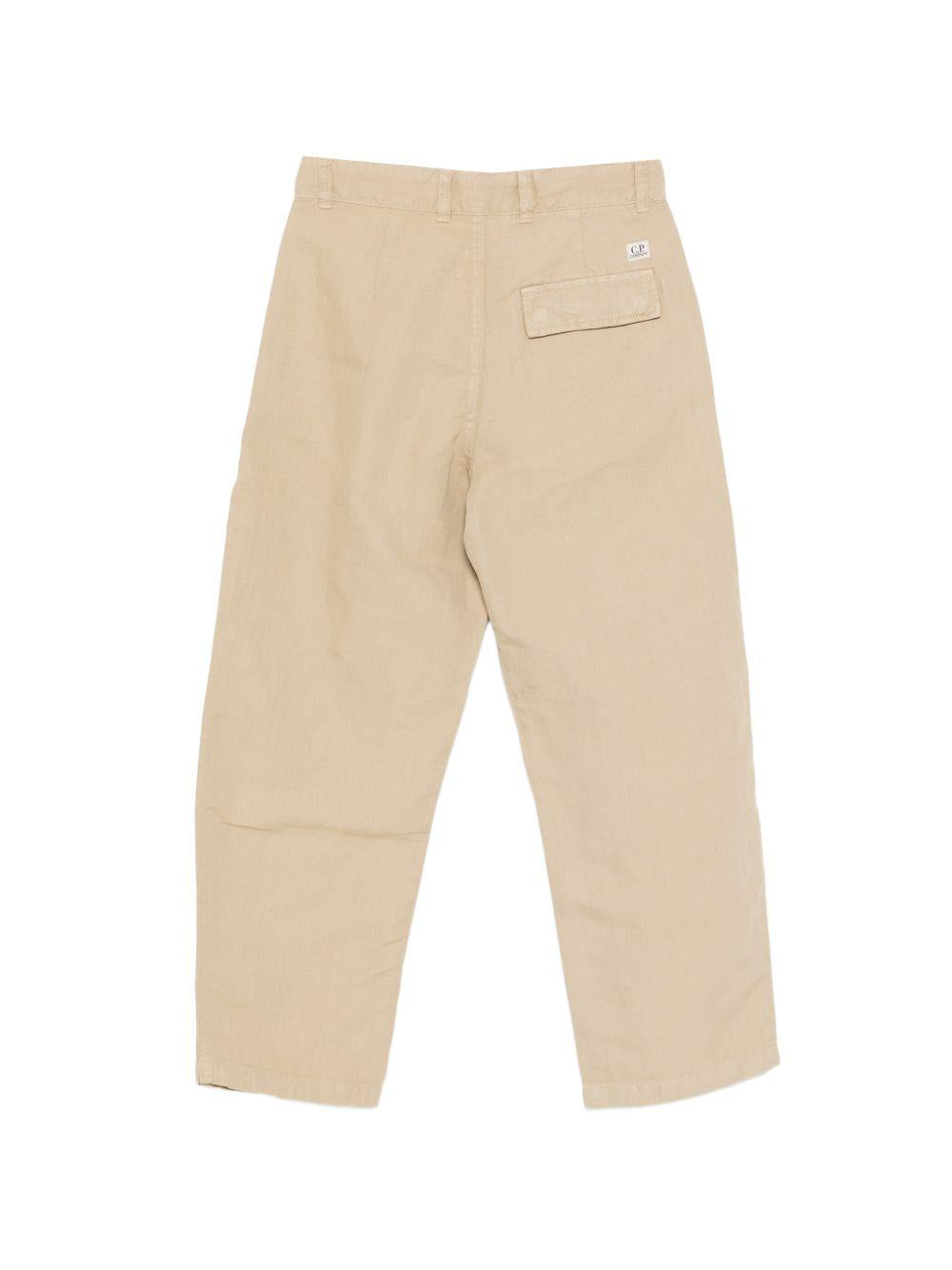 Pantaloni per bambino C.P. Company Kids beige con applicazione con logo CUP015LZC01 20129 C.P.COMPANY KIDS