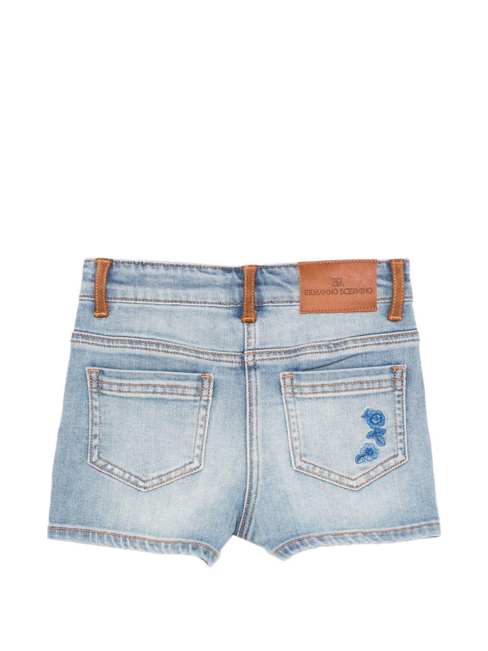 Shorts per bambina Ermanno Scervino Junior denim con applicazione fiori Z9G401 7015 062S ERMANNO SCERVINO JUNIOR