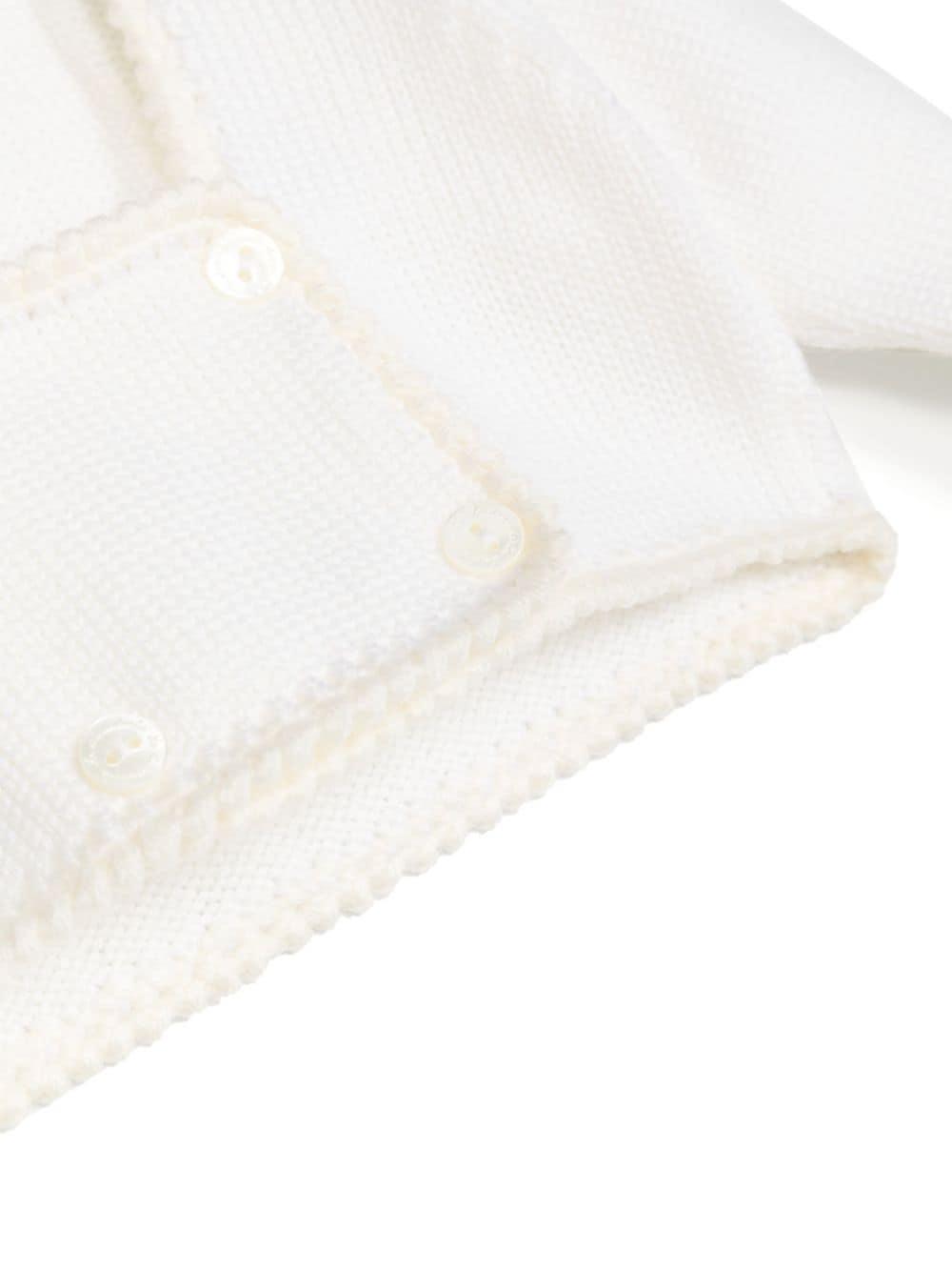 Cardigan doppiopetto per neonata La Stupenderia bianco con scollo quadrato WBSC60 800 LA STUPENDERIA