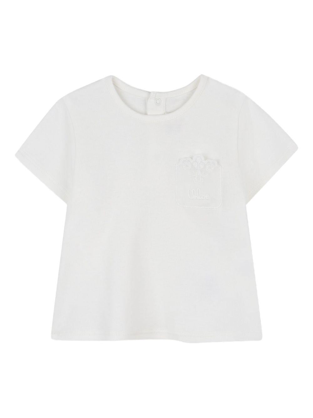 T-shirt per neonata Chloé Kids bianco con decorazione C20701 117 CHLOE' KIDS