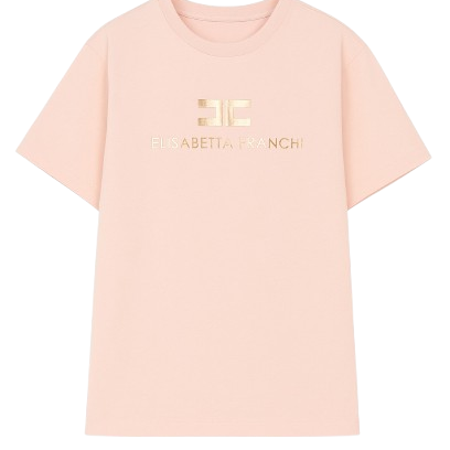 T-shirt per bambina Elisabetta Franchi La Mia Bambina rosa con logo sul davanti EFTS2600JE006 C125 ElISABETTA FRANCHI KIDS