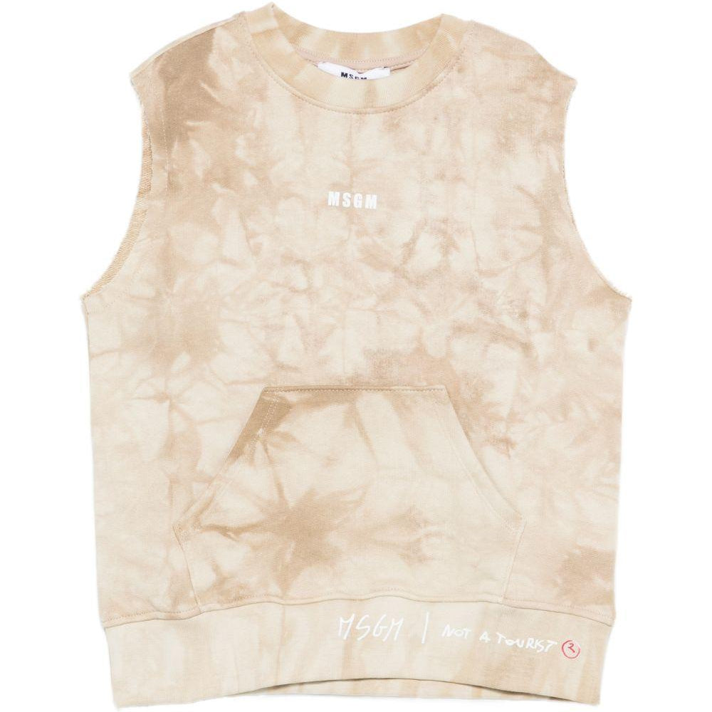 T-shirt per bambino MSGM Kids beige con fantasia tie-dye S6MSJBSW244 015 MSGM KIDS