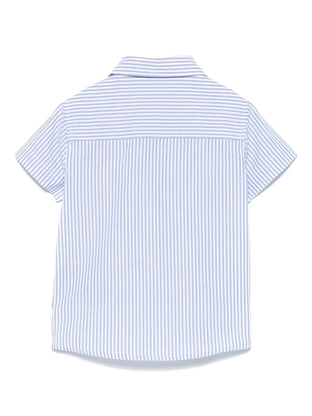 Camicia per neonato Trussardi Junior azzurro a righe con colletto classico e fibbia frontale TIP25038CA DUST BLUE TRUSSARDI JUNIOR