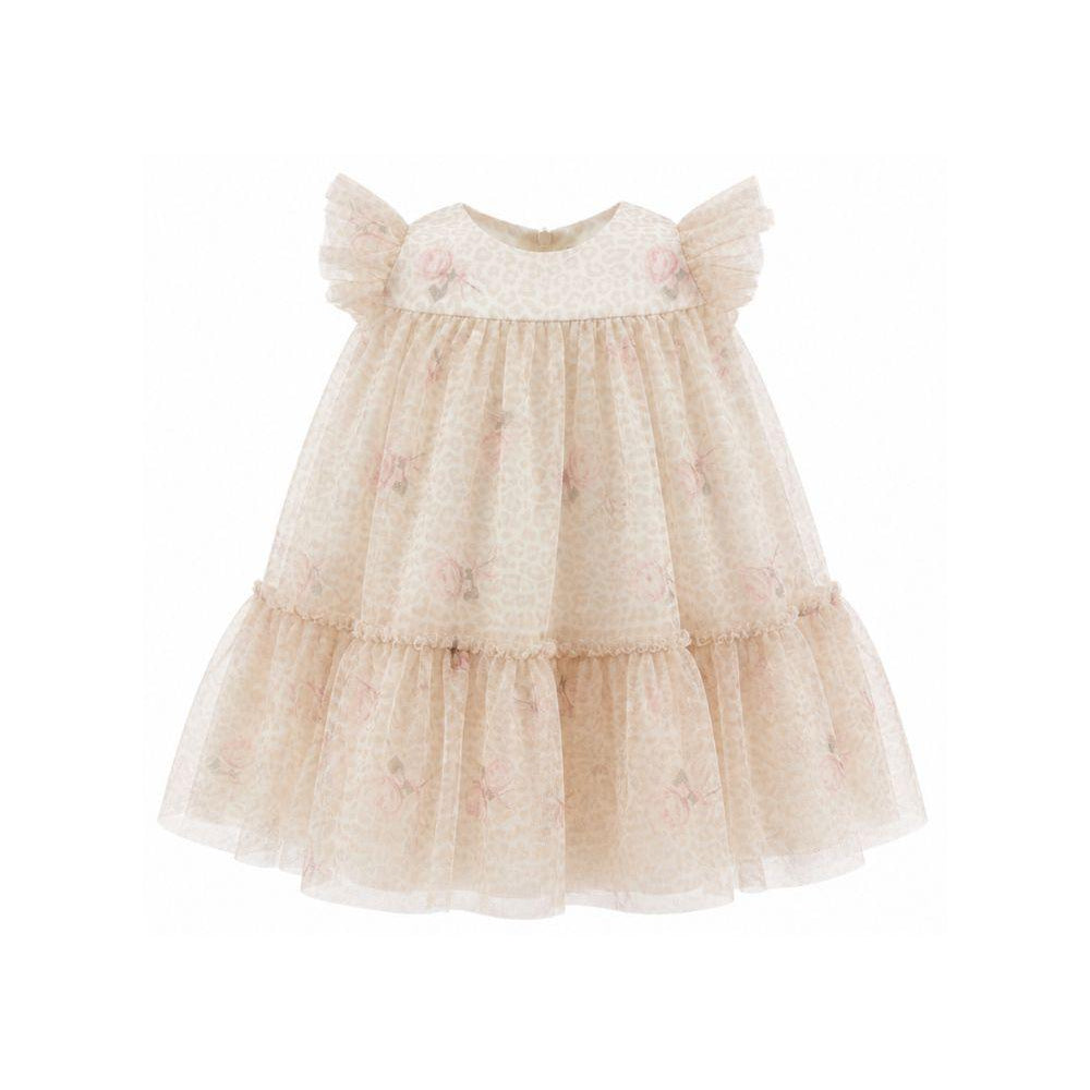 Abito per neonata Monnalisa Kids beige con stampa animalier 31H910 8652 0080 MONNALISA KIDS