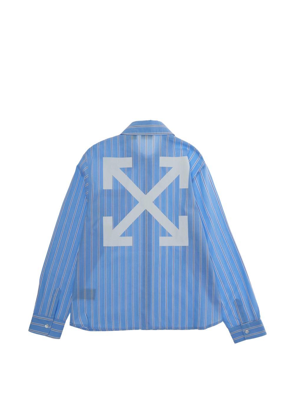 Camicia per bambino Off-White Kids azzurra con stampa grafica sul retro 44BGA00AS26F002 430 OFF WHITE KIDS