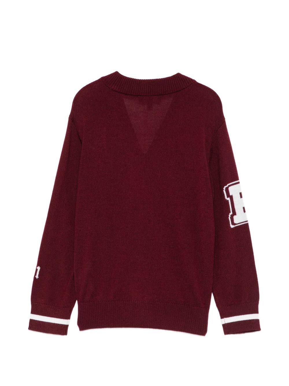 Cardigan per bambino Emporio Armani Kids bordeaux a maniche lunghe EB001686 AF27314 UA343 EMPORIO ARMANI KIDS