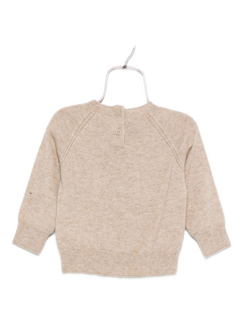 Maglione per neonato Moncler Enfant beige con toppa con logo K29519C00001M1223 230 MONCLER ENFANT