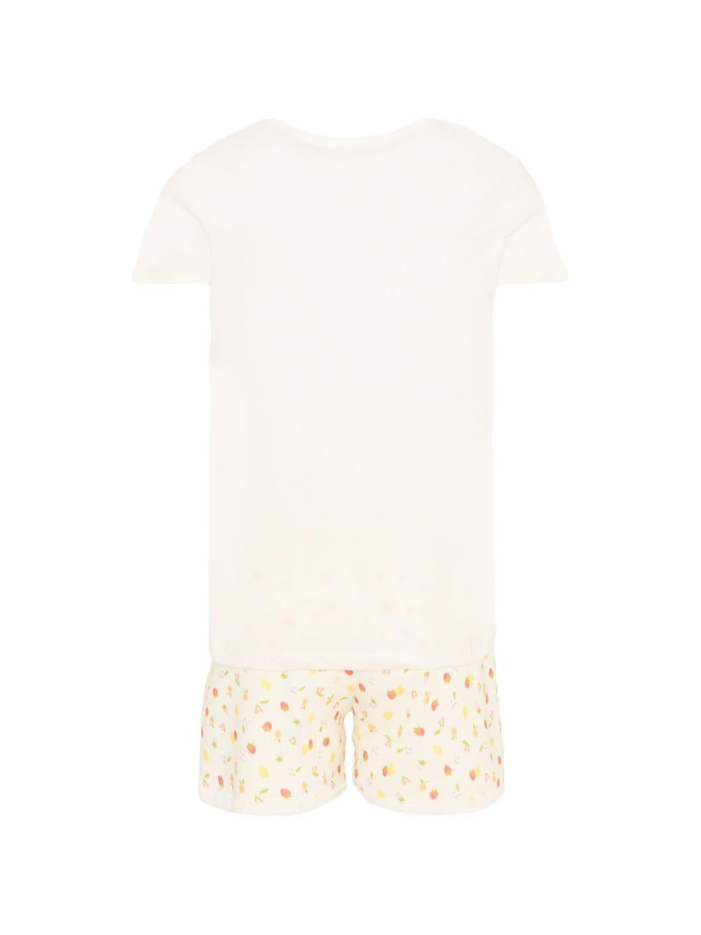 Pigiama per bambina Petit Bateau bianco con stampa fragola A0FD1 01 PETIT BATEAU