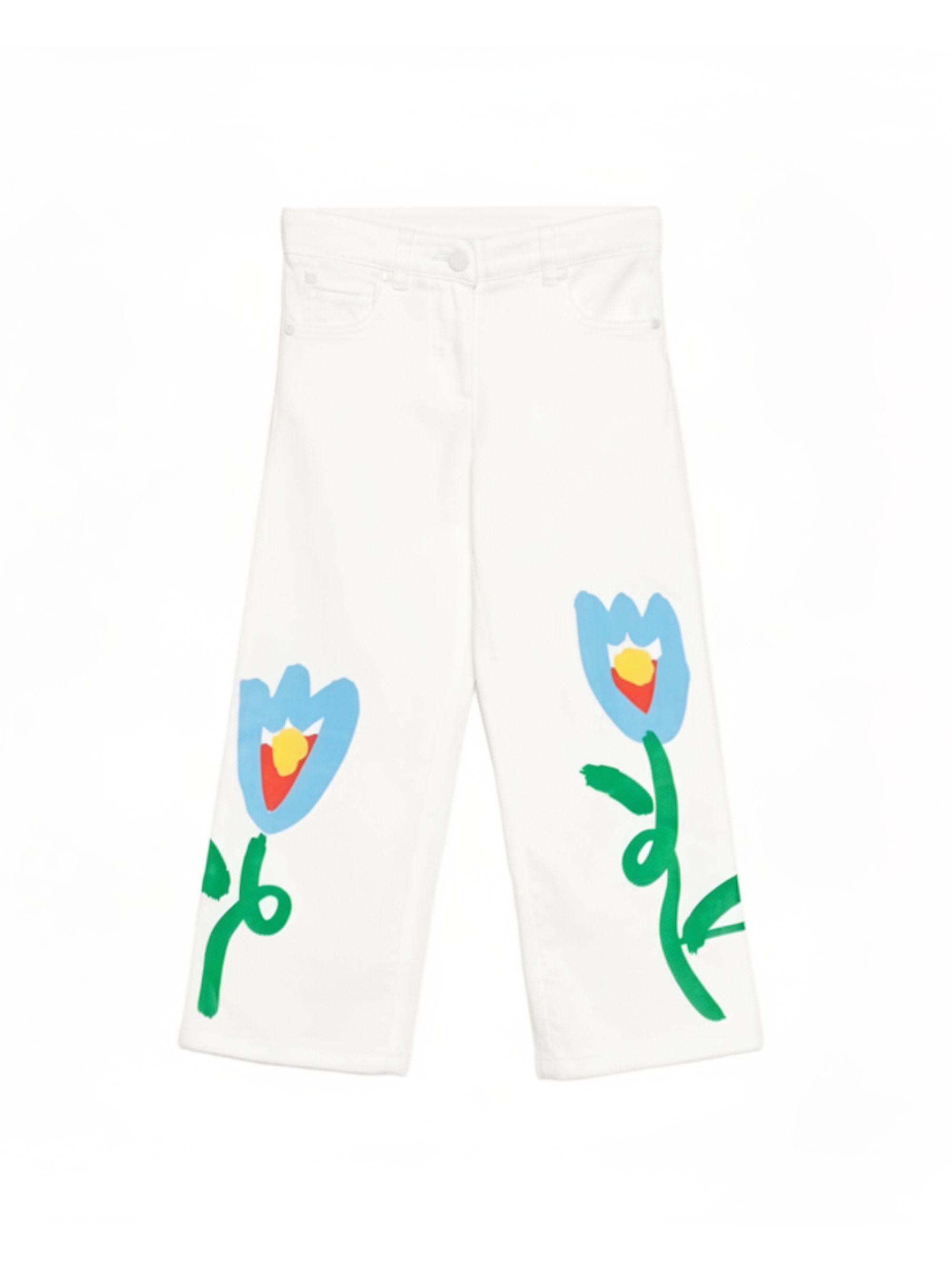 Jeans per bambina Stella McCartney Kids bianco con dettagli floreali TY6C20 Z0156 101 STELLA McCARTNEY KIDS