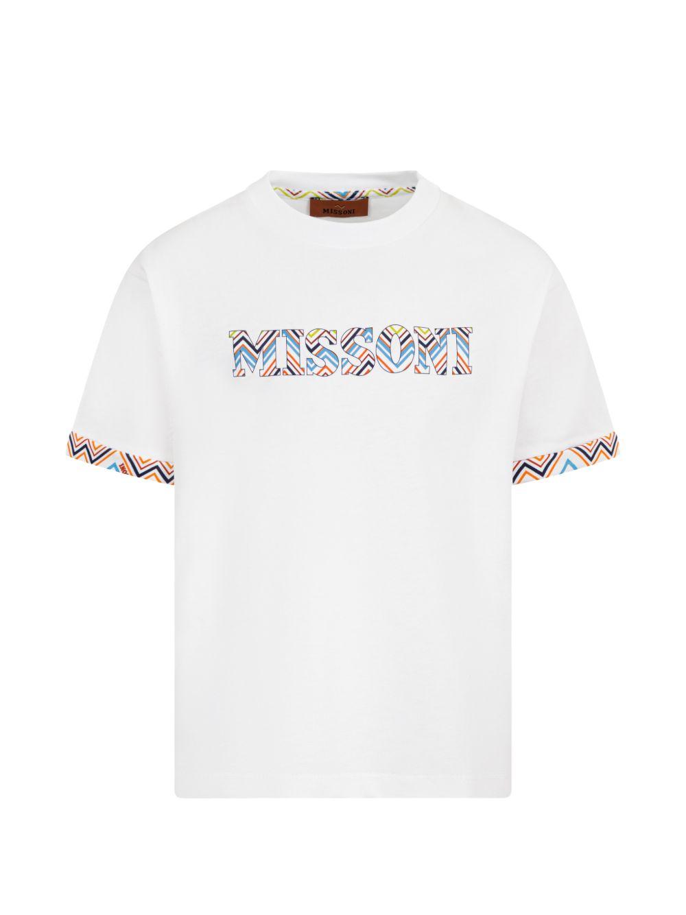 T-shirt per bambino Missoni Kids bianca con dettaglio logo a zigzag MY8P11 Z3672 100MC MISSONI KIDS