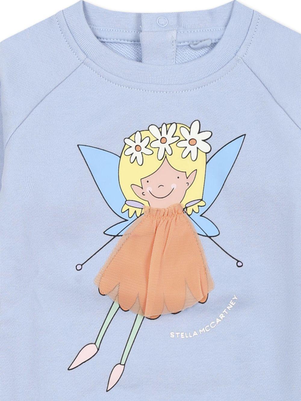 Felpa con stampa grafica per neonato Stella McCartney Kids azzurro con girocollo TW4020 Z0499 652 STELLA McCARTNEY KIDS