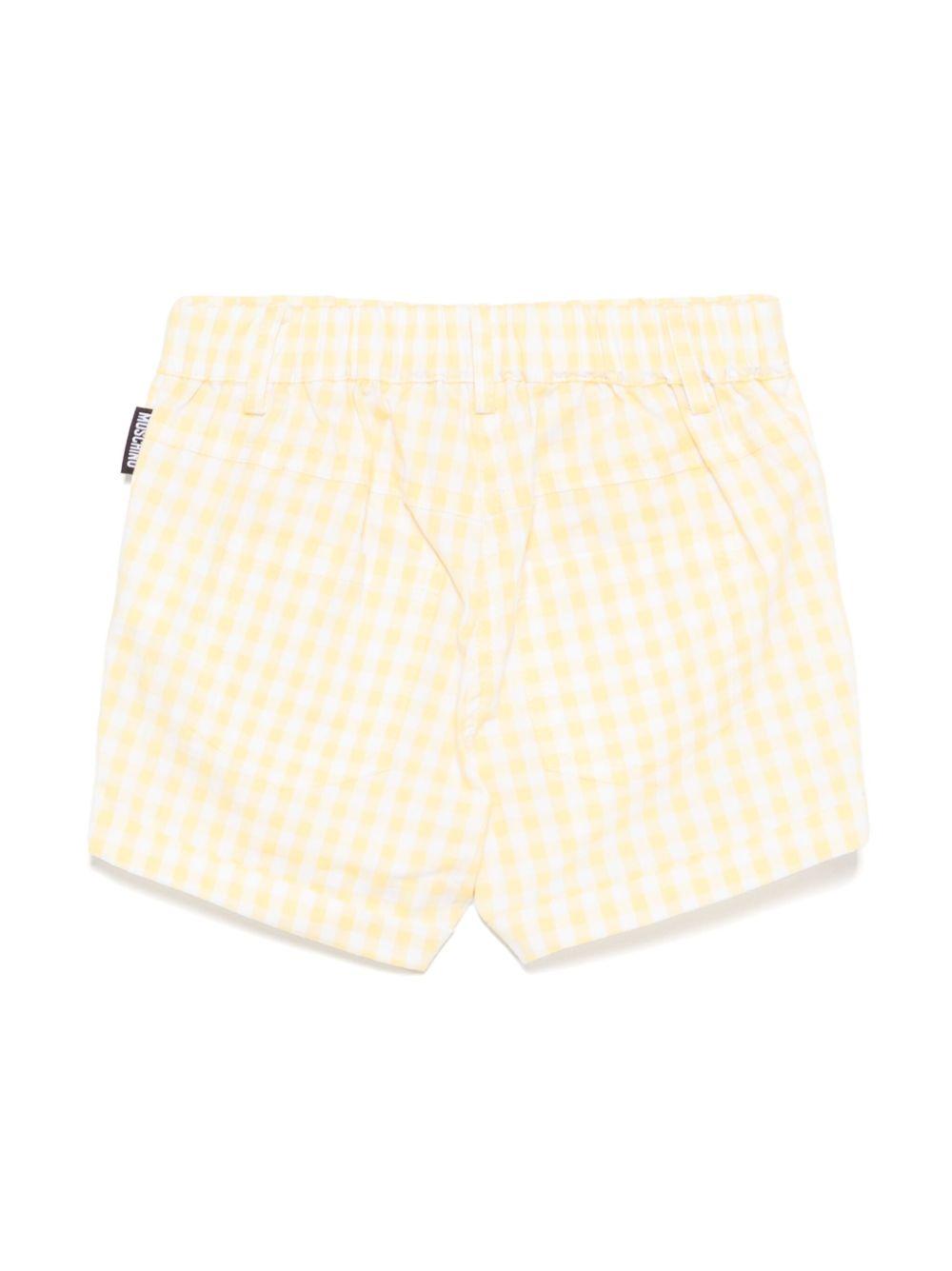 Shorts a quadretti per neonato Moschino Kids giallo con tasche posteriori MMQ00RLME05 85025 MOSCHINO KIDS