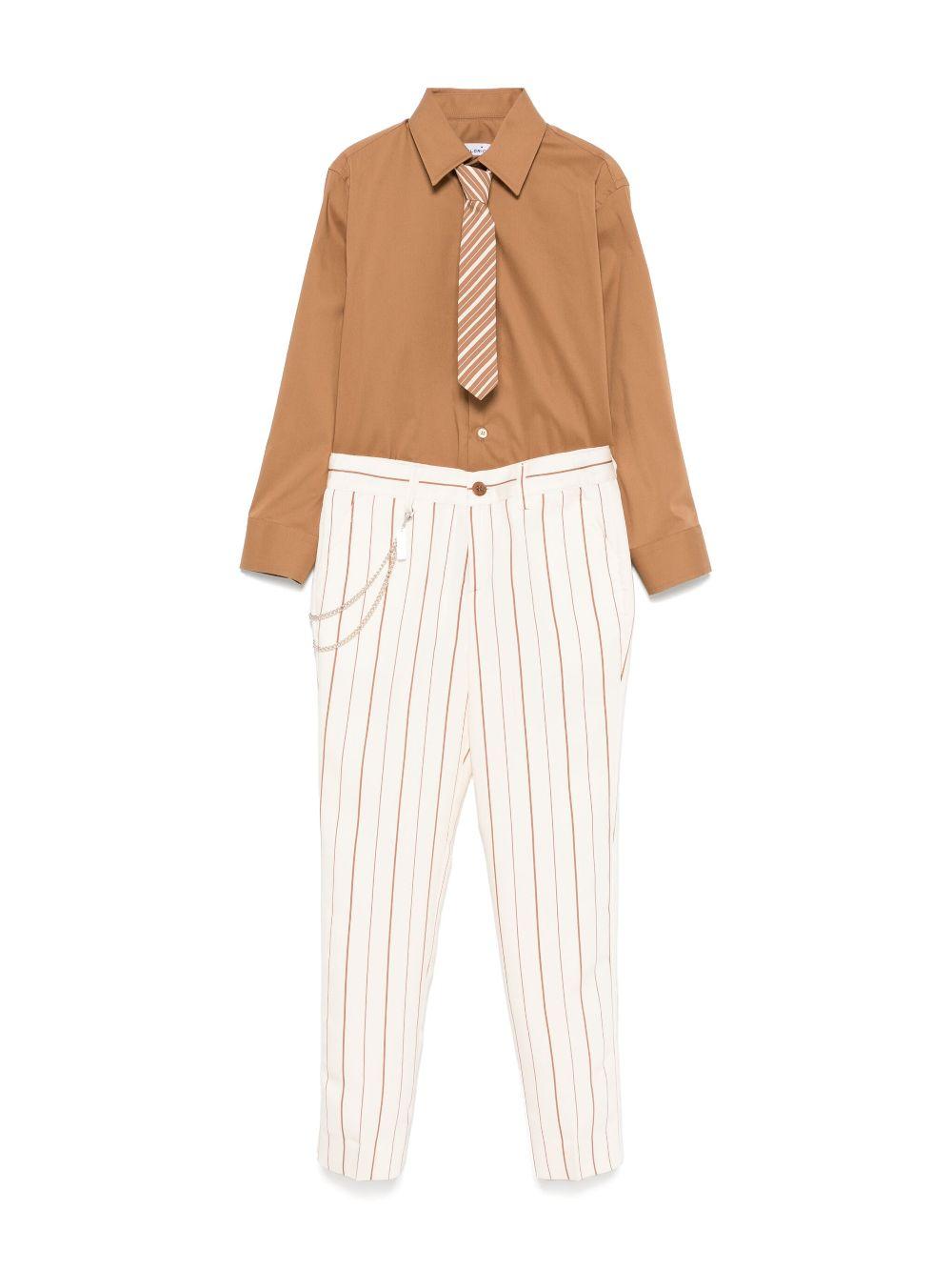 Completo tre pezzi per bambino Colorichiari beige gessato con doppiopetto MJ507991 4776 28 COLORICHIARI