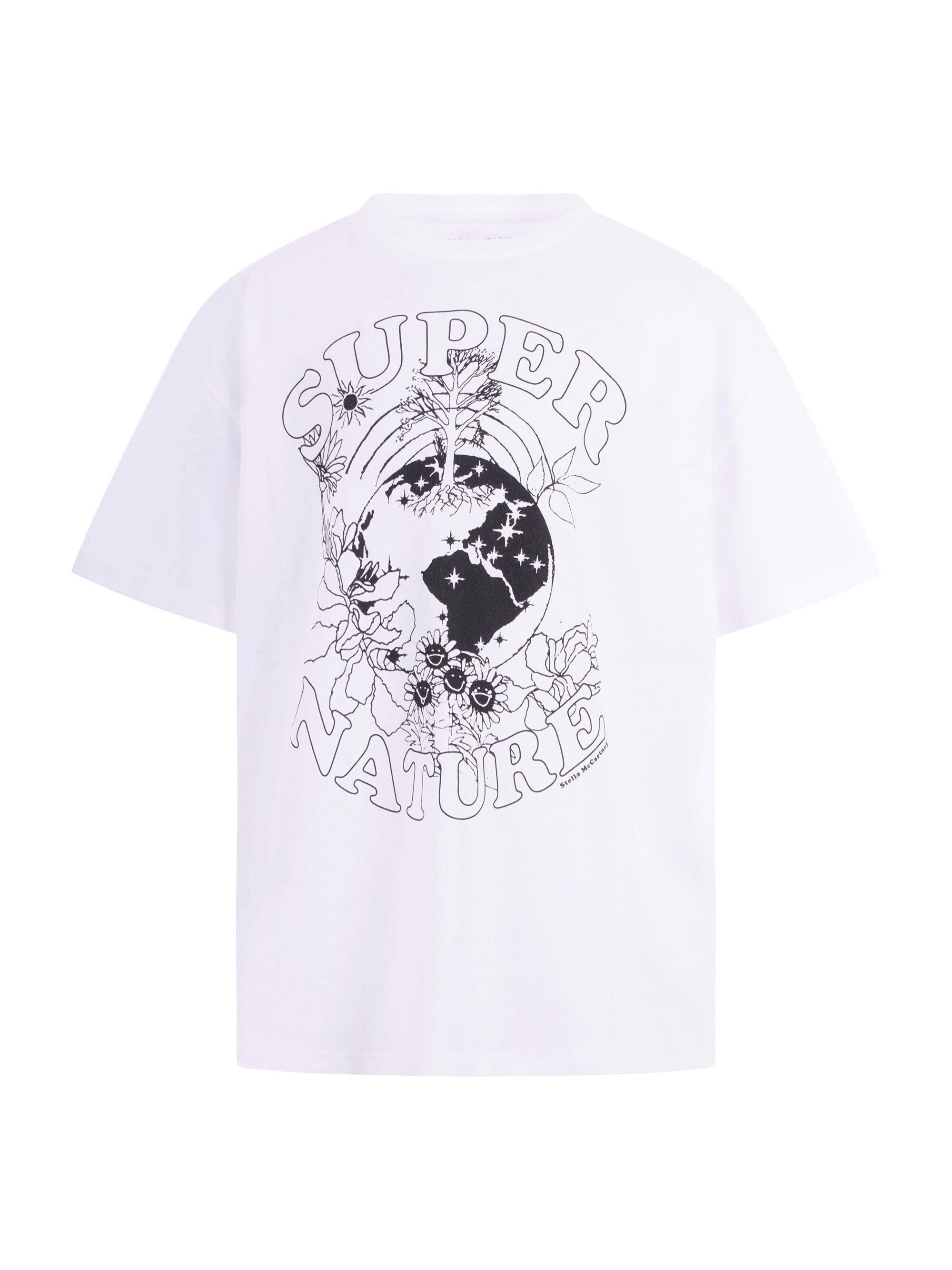 T-shirt per bambino Stella McCartney Kids bianca con stampa naturalistica sul davanti TY8B81 Z0434 100 STELLA McCARTNEY KIDS