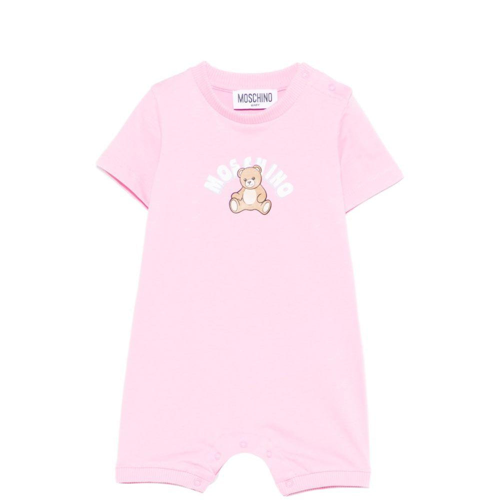 Tutina per neonata Moschino Kids rosa con stampa grafica Teddy Bear MTY022LAA01 51473 MOSCHINO KIDS