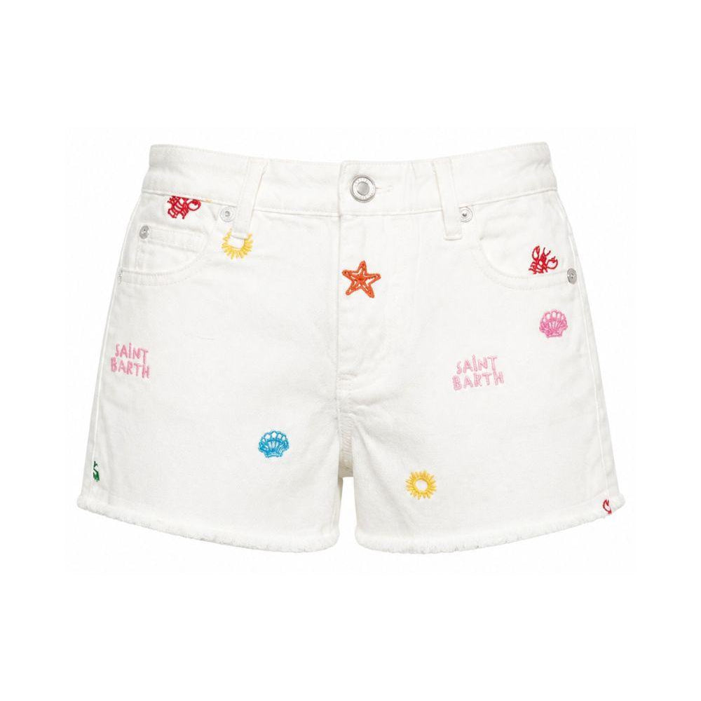 Shorts per bambina MC2 Saint Barth Kids bianchi con ricami marini KOK0001 03325L MC2 ST. BARTH KIDS