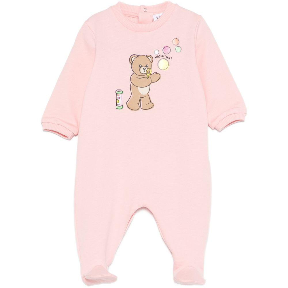 Pigiama per neonata Moschino Kids rosa con stampa grafica Teddy bear MUT04RLCA19 50209 MOSCHINO KIDS