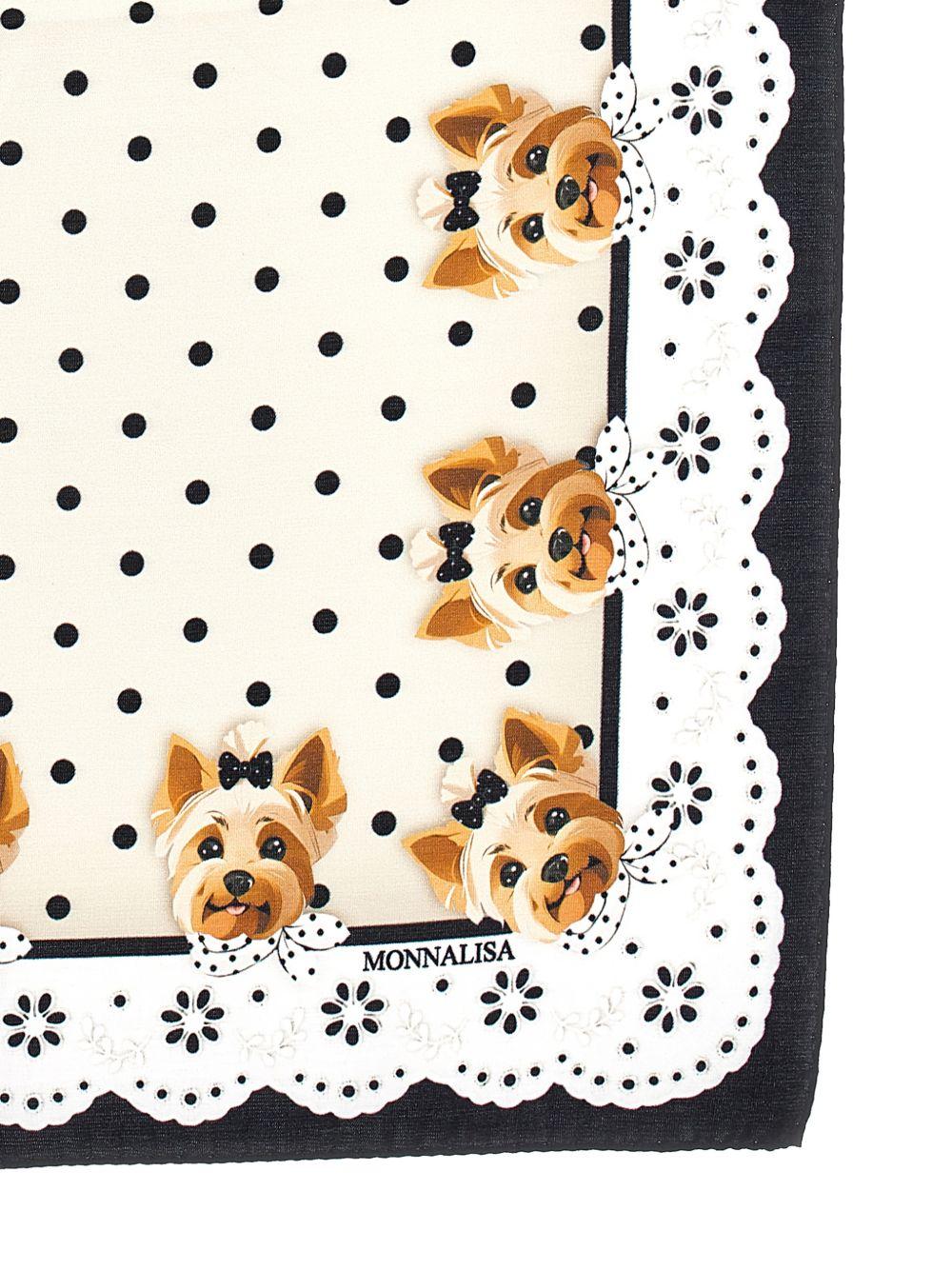 Sciarpa per bambina Monnalisa beige a pois con motivo cane 19G026 7766 5003 MONNALISA