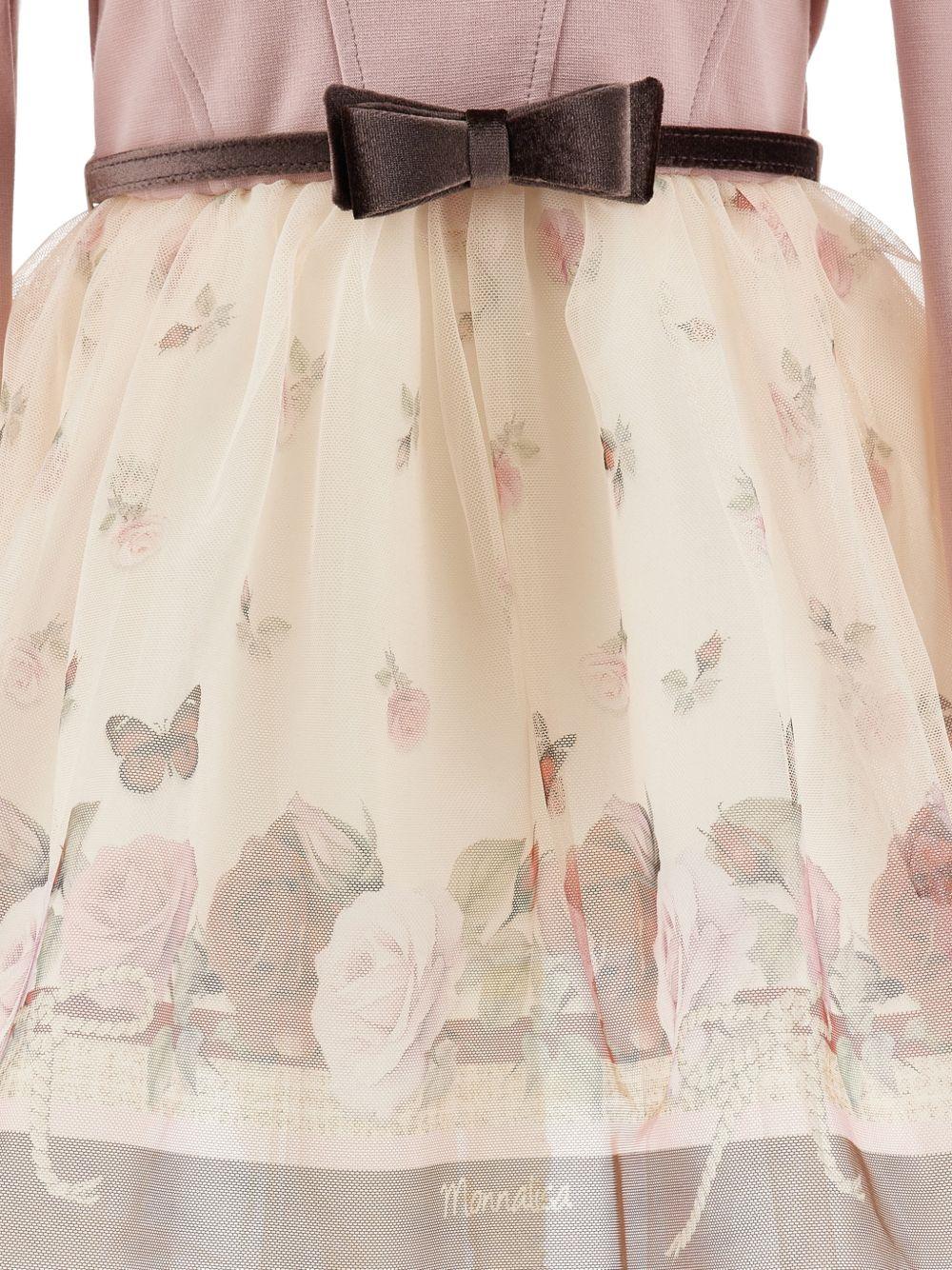 Abito per bambina Monnalisa Kids rosa con stampa a fiori 11H913 8621 0684 MONNALISA KIDS
