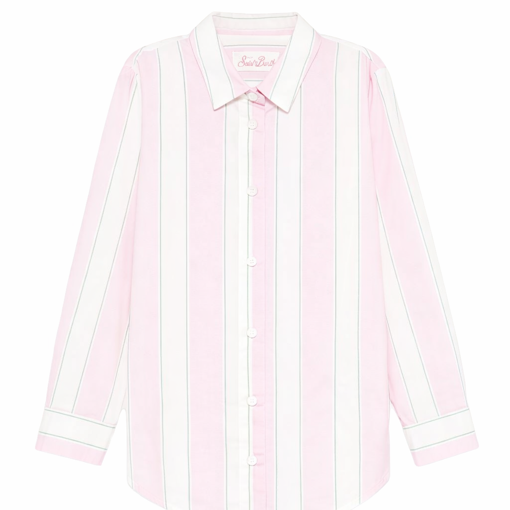 Camicia per bambina MC2 Saint Barth Kids rosa con design a righe BRIG003 00897L MC2 ST. BARTH KIDS